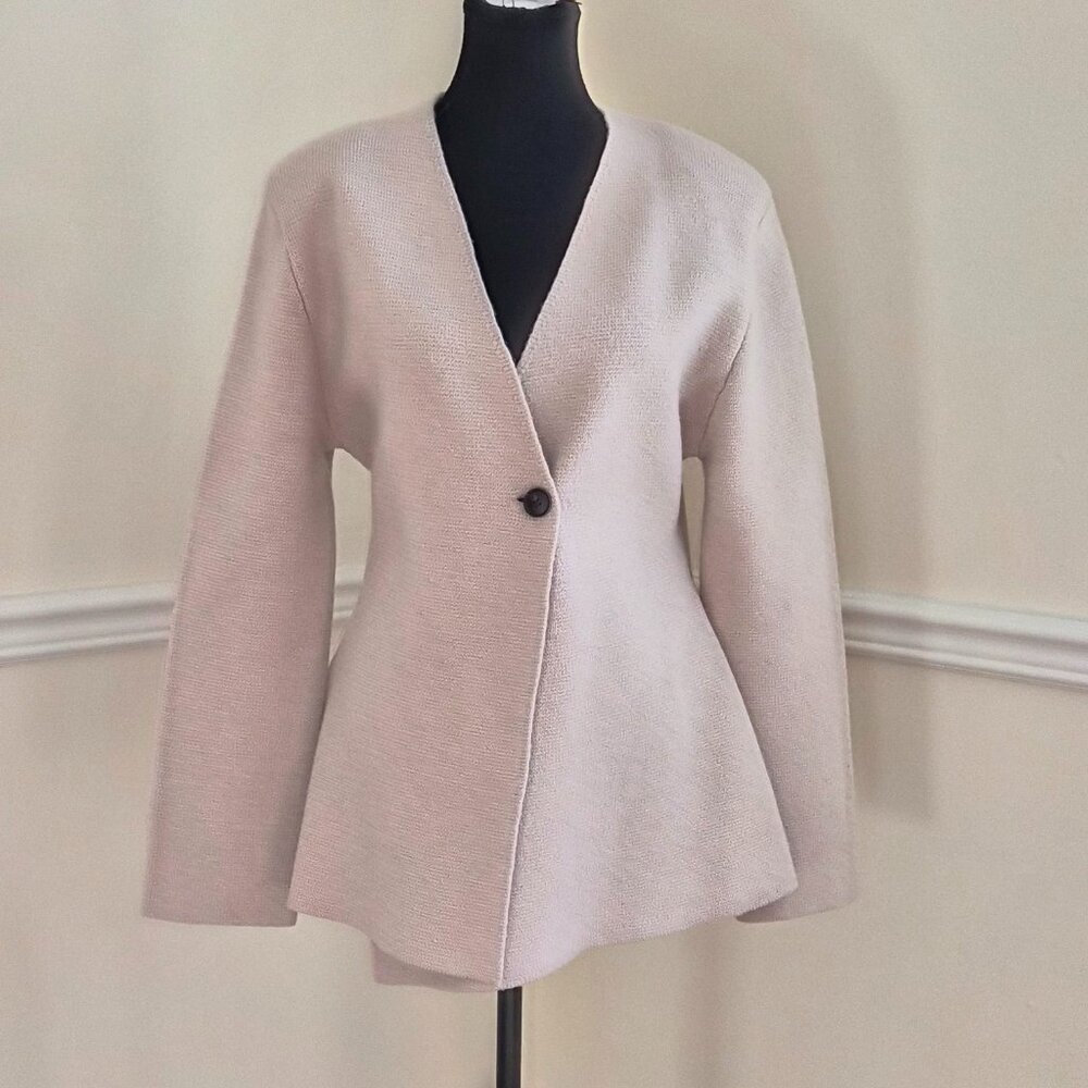 Zara Light Beige One-Button Cardigan, Size L
